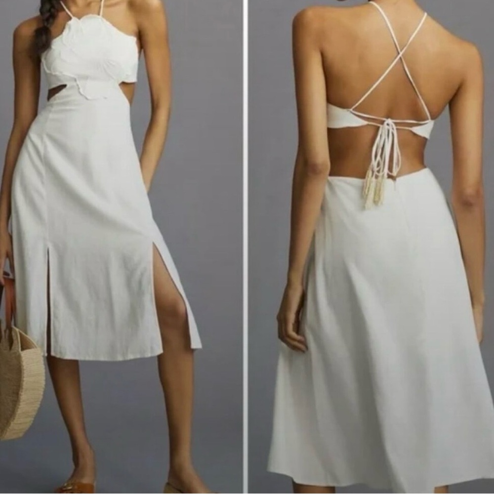 Farm Rio FLOWER TOP MIDI DRESS OFF-WHITE size large NWT - Picture 7 of 7